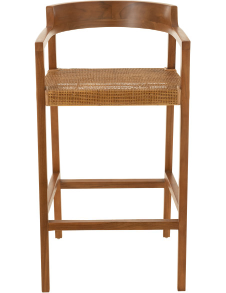 Tabouret de bar Avec dossier en Bois de teck Marron Emma - 2