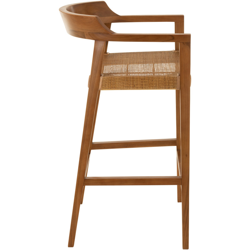 Tabouret de bar Avec dossier en Bois de teck Marron Emma - 3
