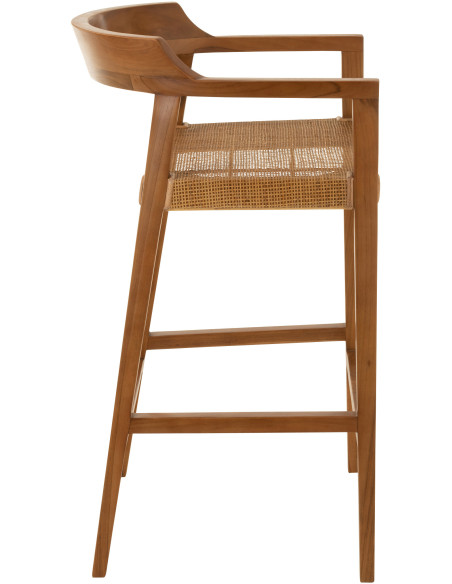 Tabouret de bar Avec dossier en Bois de teck Marron Emma - 3
