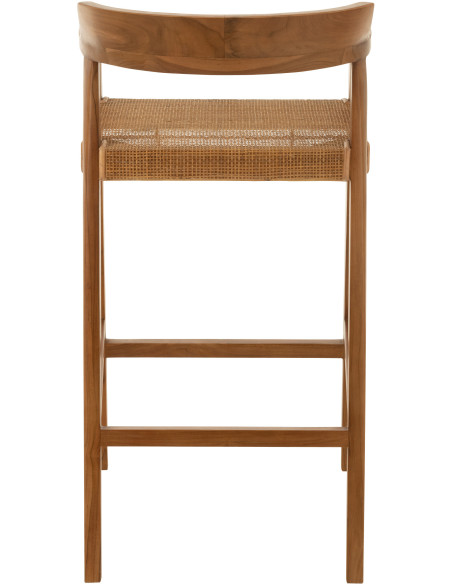 Tabouret de bar Avec dossier en Bois de teck Marron Emma - 4