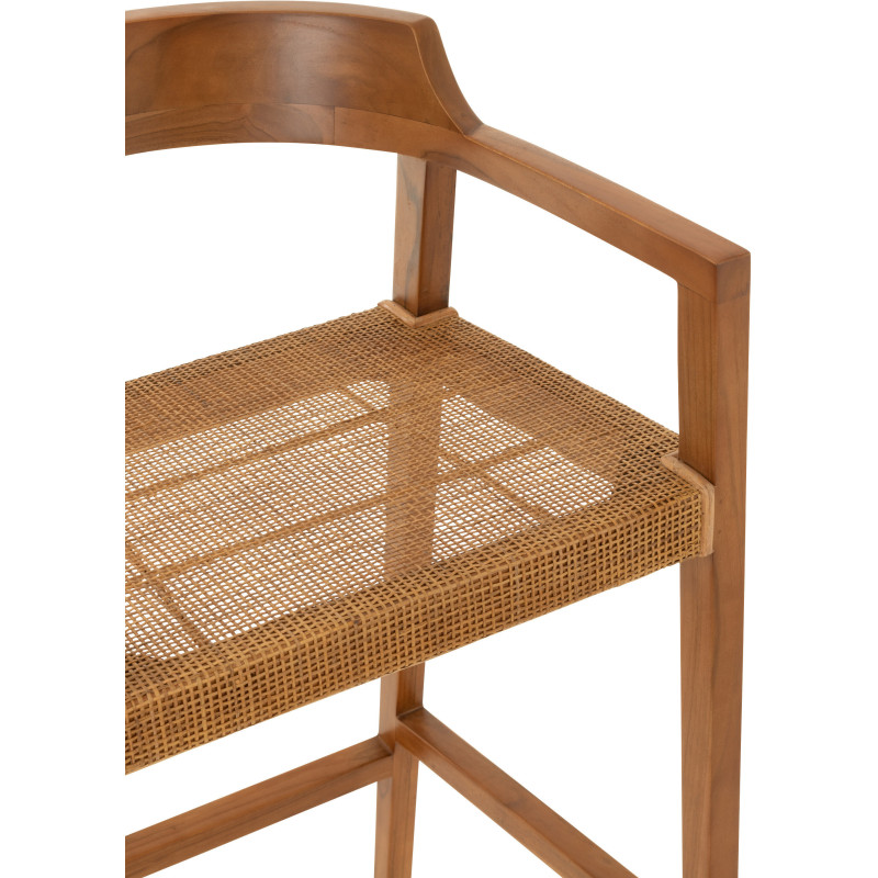 Tabouret de bar Avec dossier en Bois de teck Marron Emma - 6