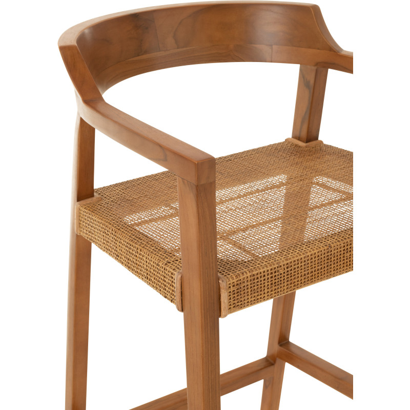 Tabouret de bar Avec dossier en Bois de teck Marron Emma - 7