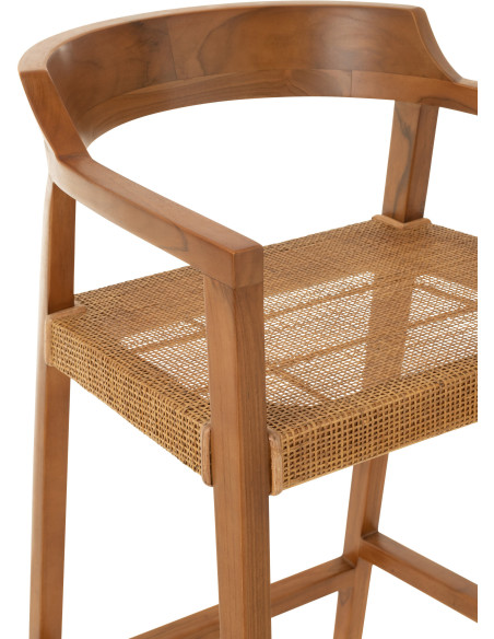 Tabouret de bar Avec dossier en Bois de teck Marron Emma - 7