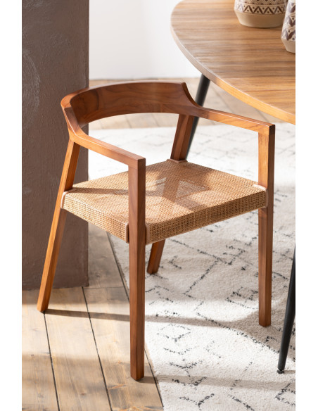 Fauteuil de table en Bois de teck Marron Emma - 2