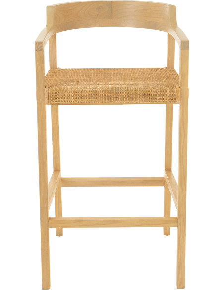 Tabouret de bar Avec dossier en Bois de teck Naturel Emma - 3