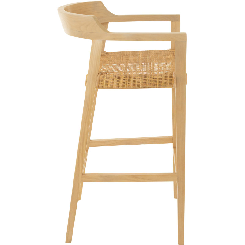 Tabouret de bar Avec dossier en Bois de teck Naturel Emma - 4
