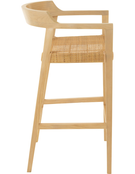 Tabouret de bar Avec dossier en Bois de teck Naturel Emma - 4