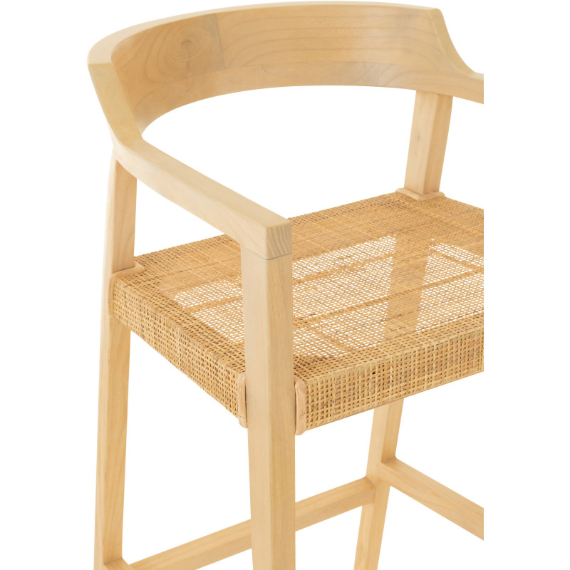 Tabouret de bar Avec dossier en Bois de teck Naturel Emma - 8
