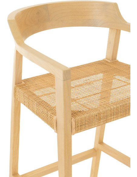 Tabouret de bar Avec dossier en Bois de teck Naturel Emma - 8
