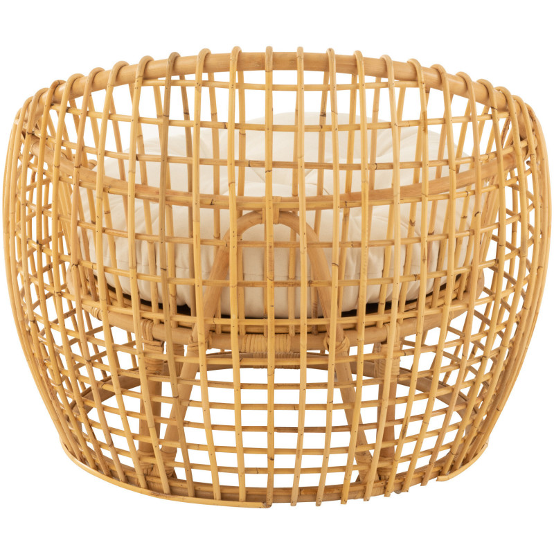 Fauteuil Rond en Rotin Naturel Polyester Blanc Lise - 4