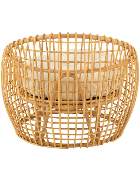 Fauteuil Rond en Rotin Naturel Polyester Blanc Lise - 4