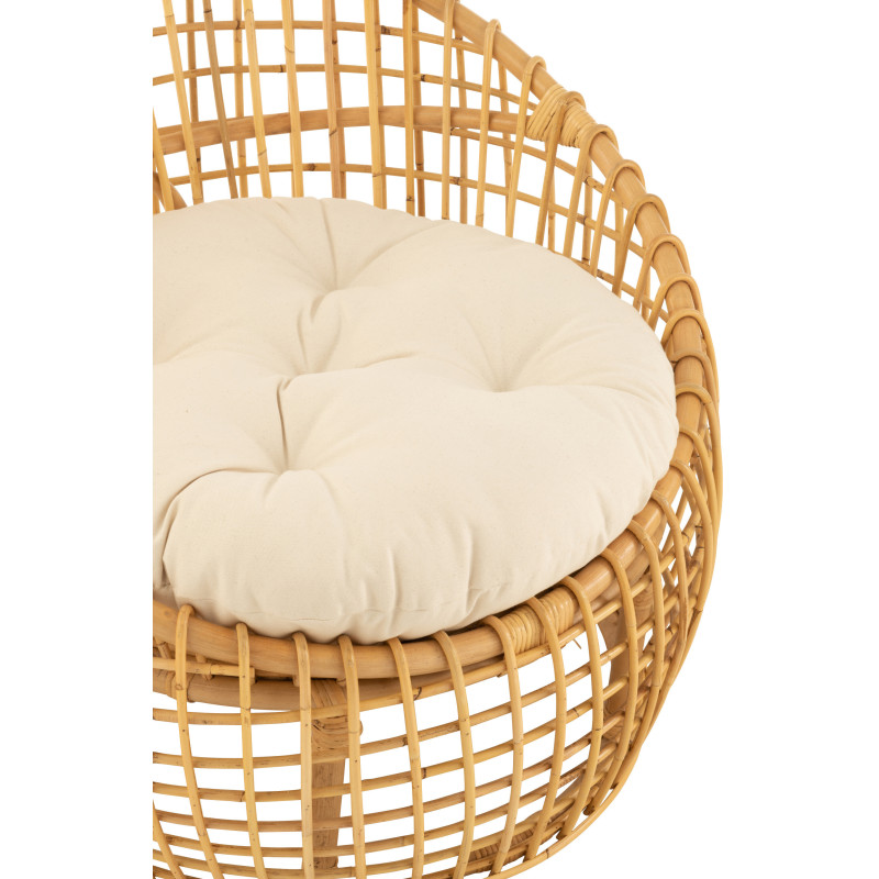 Fauteuil Rond en Rotin Naturel Polyester Blanc Lise - 6