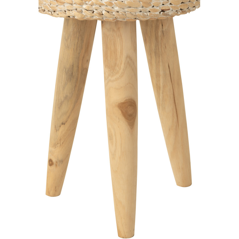 Tabouret Rond en Bois de teck Naturel Jacinthe d'eau Blanc Joffrey - 2