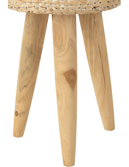 Tabouret Rond en Bois de teck Naturel Jacinthe d'eau Blanc Joffrey - 2