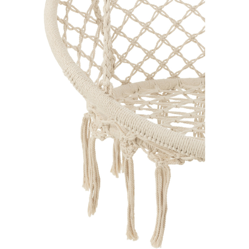 Balancelle d'intérieur Ronde en Métal Polyester Macramé Blanc Avec franges Florine - 2