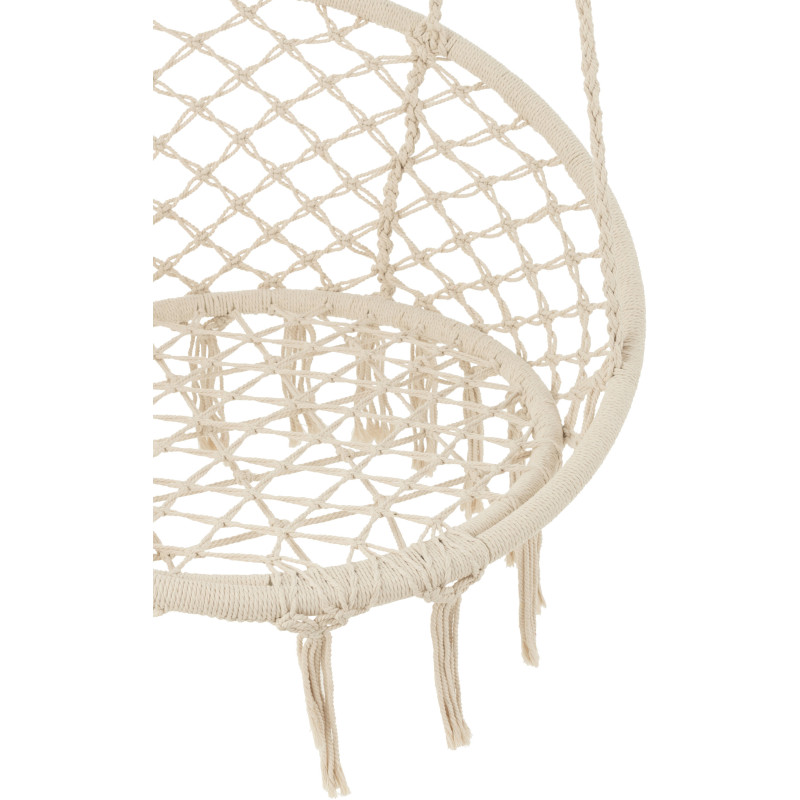 Balancelle d'intérieur Ronde en Métal Polyester Macramé Blanc Avec franges Florine - 3
