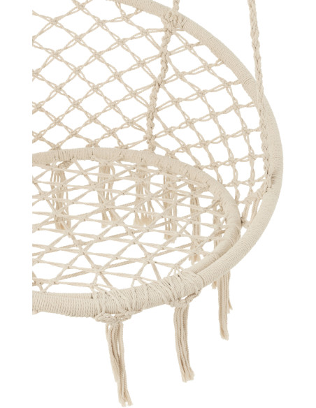 Balancelle d'intérieur Ronde en Métal Polyester Macramé Blanc Avec franges Florine - 3