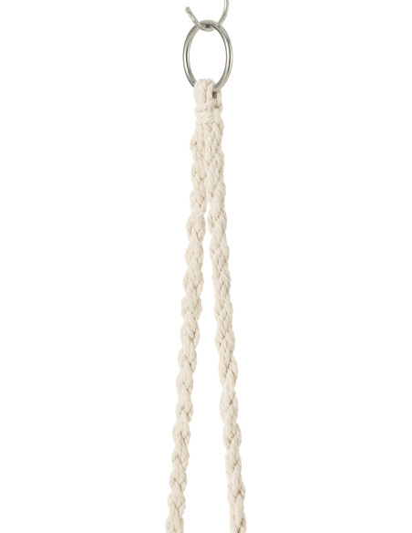 Balancelle d'intérieur Ronde en Métal Polyester Macramé Blanc Avec franges Florine - 4
