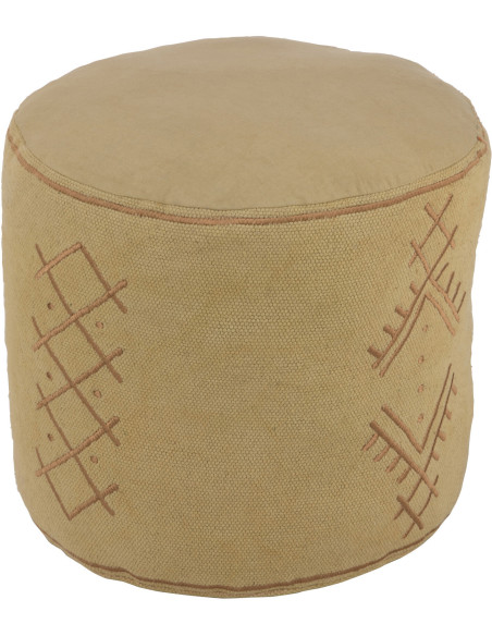 Pouf Rond en Coton Beige Marron Motif ethnique Haroun - 4