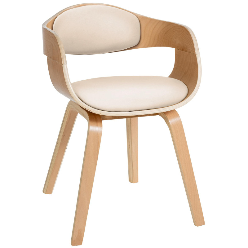 Fauteuil de table Beatrix en Polyuréthane Beige Bois Naturel - 1