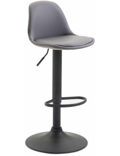 Tabouret de bar moderne en Polyuréthane Gris Métal Noir Harvio - 1