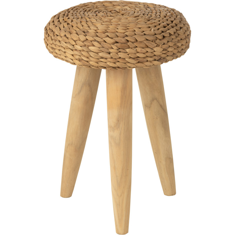 Tabouret Rond en Bois de teck Naturel Jacinthe d'eau Naturel Joffrey - 1