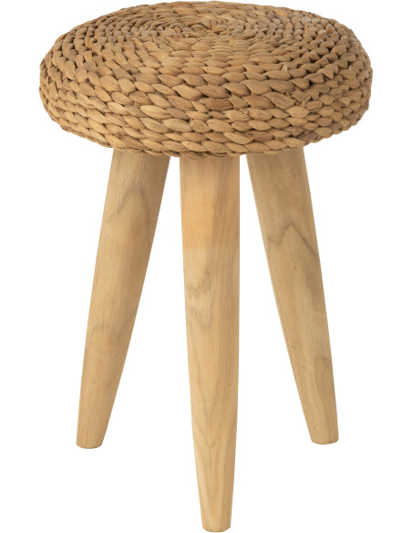 Tabouret Rond en Bois de teck Naturel Jacinthe d'eau Naturel Joffrey - 1