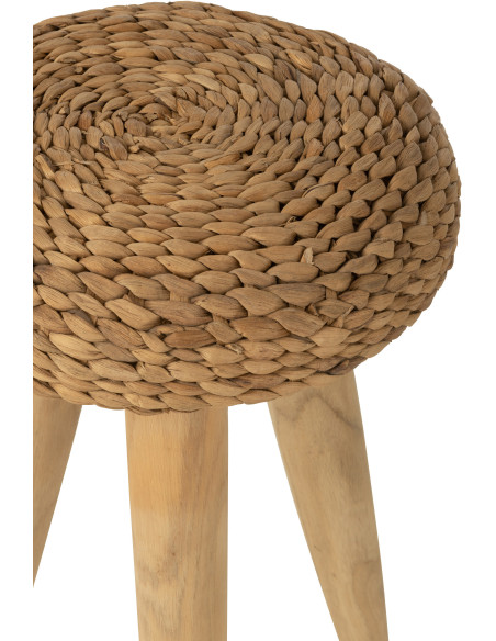 Tabouret Rond en Bois de teck Naturel Jacinthe d'eau Naturel Joffrey - 3