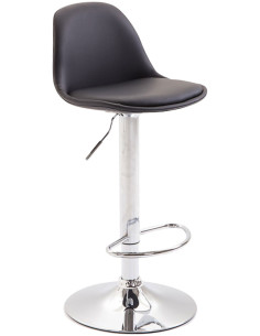 Tabouret de bar moderne en Polyuréthane Noir Métal Argenté Harvio - 1
