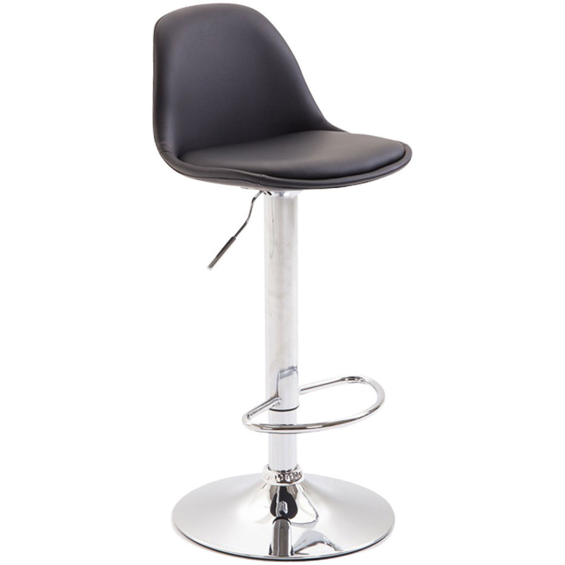 Tabouret de bar moderne en Polyuréthane Noir Métal Argenté Harvio - 1