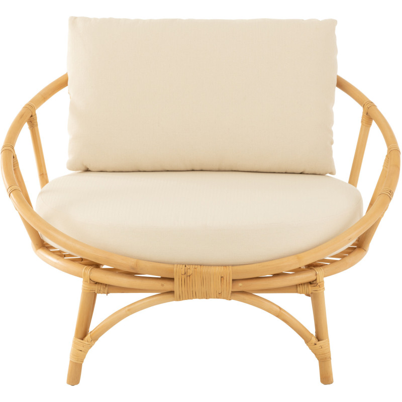 Fauteuil Rond en Rotin Naturel Polyester Blanc Ruben - 2