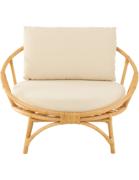 Fauteuil Rond en Rotin Naturel Polyester Blanc Ruben - 2