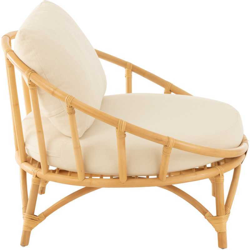 Fauteuil Rond en Rotin Naturel Polyester Blanc Ruben - 3