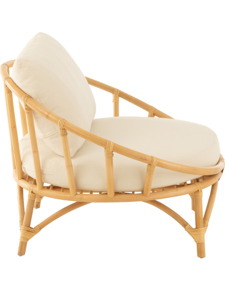 Fauteuil Rond en Rotin Naturel Polyester Blanc Ruben - 3