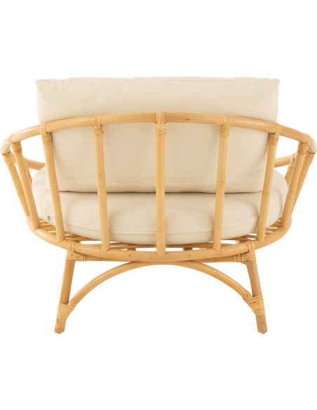Fauteuil Rond en Rotin Naturel Polyester Blanc Ruben - 4