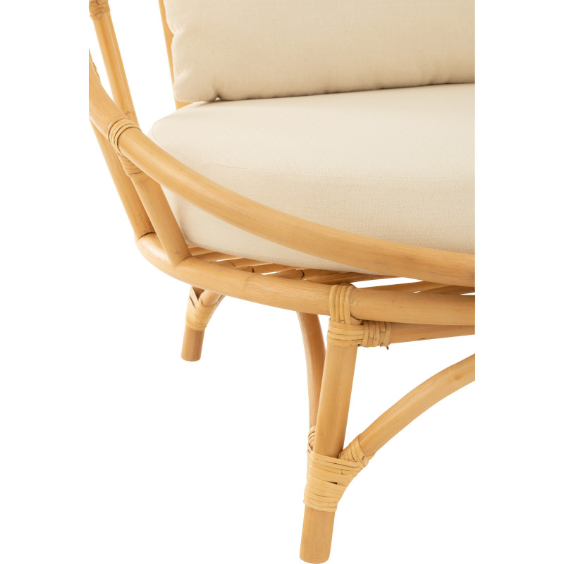Fauteuil Rond en Rotin Naturel Polyester Blanc Ruben - 5