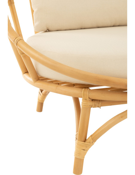 Fauteuil Rond en Rotin Naturel Polyester Blanc Ruben - 5