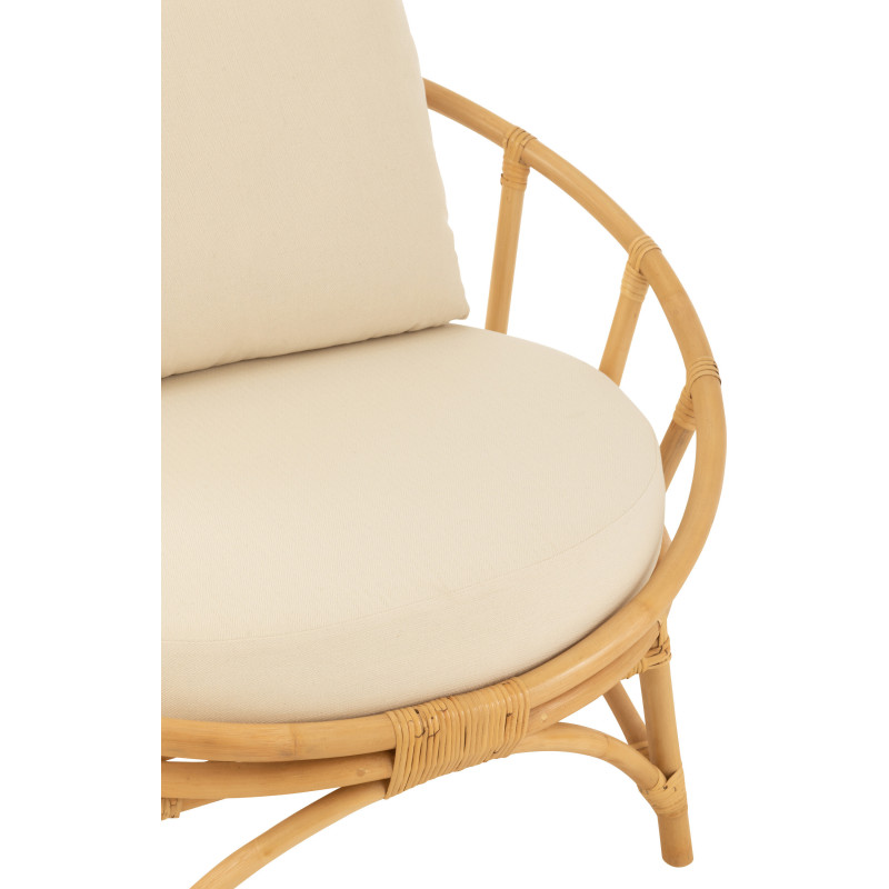 Fauteuil Rond en Rotin Naturel Polyester Blanc Ruben - 6