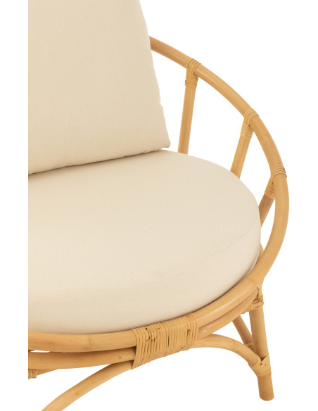 Fauteuil Rond en Rotin Naturel Polyester Blanc Ruben - 6
