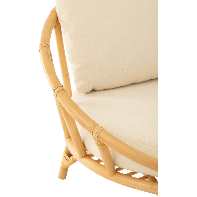 Fauteuil Rond en Rotin Naturel Polyester Blanc Ruben - 7