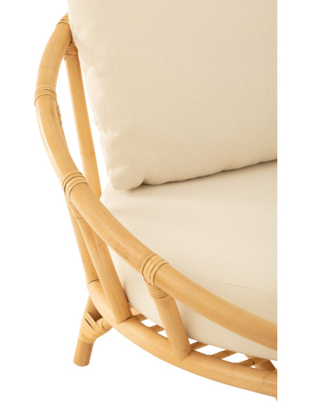 Fauteuil Rond en Rotin Naturel Polyester Blanc Ruben - 7
