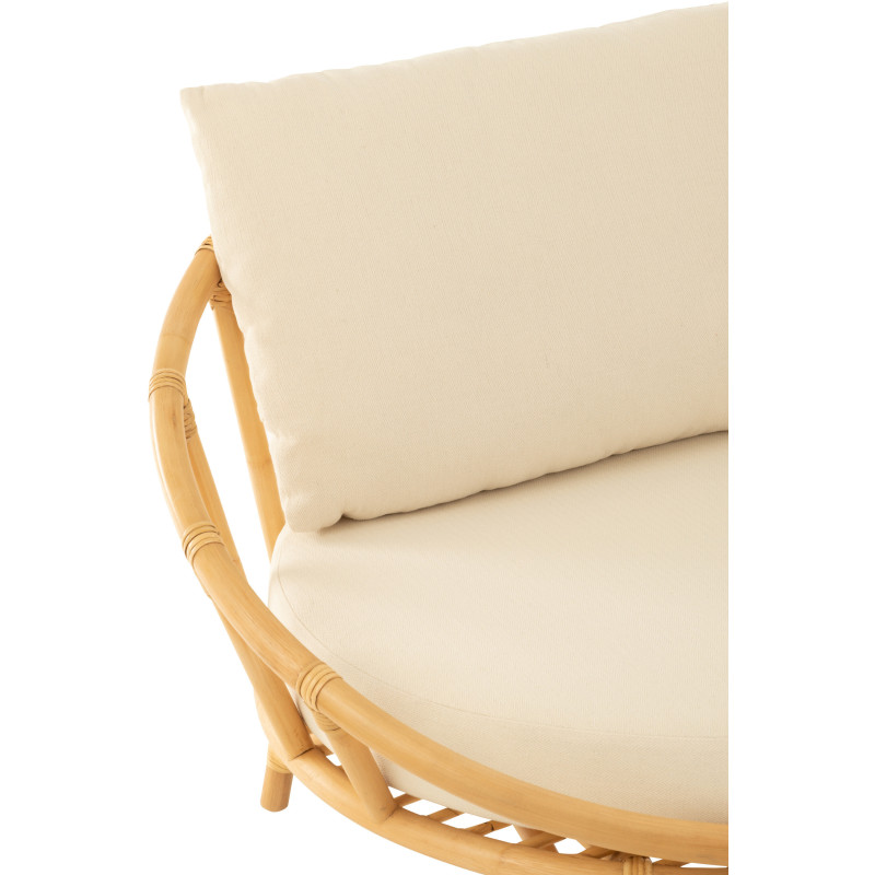 Fauteuil Rond en Rotin Naturel Polyester Blanc Ruben - 8