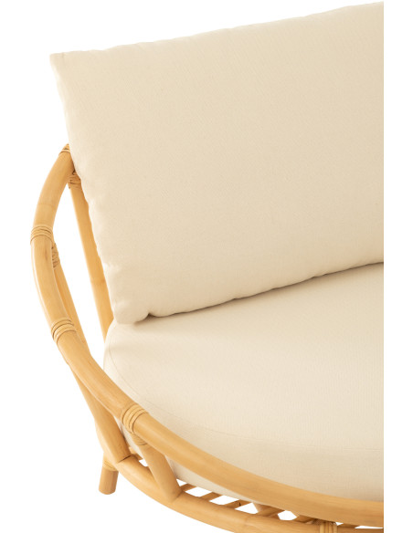 Fauteuil Rond en Rotin Naturel Polyester Blanc Ruben - 8