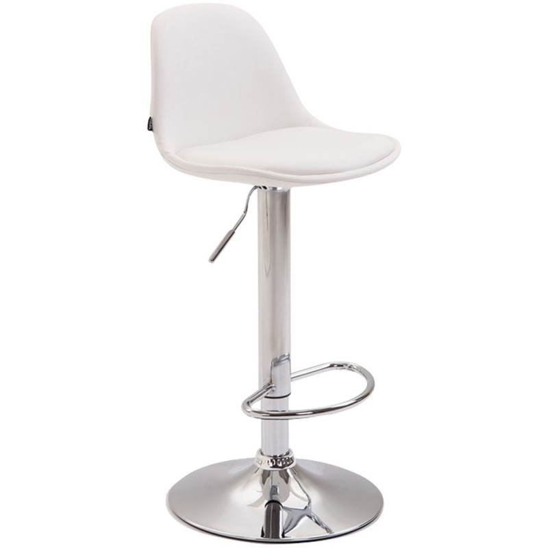 Tabouret de bar moderne en Polyuréthane Blanc Métal Argenté Harvio - 1