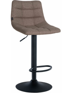 Tabouret de bar réglable matelassé en Tissu Taupe Métal Noir Léon - 1