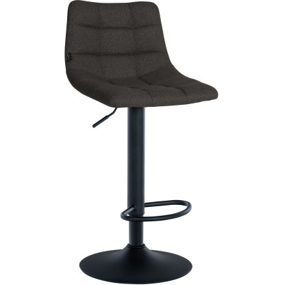 Tabouret de bar réglable matelassé en Tissu Gris foncé Métal Noir Léon - 1