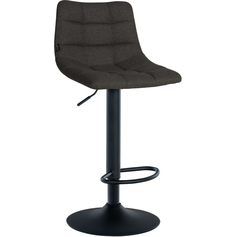 Tabouret de bar réglable matelassé en Tissu Gris foncé Métal Noir Léon - 1