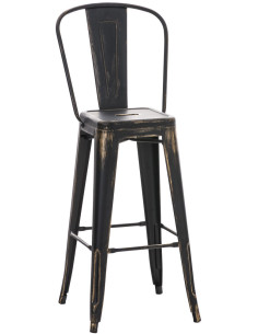Tabouret de bar industriel en Métal Noir Doré Vieilli Felrae  - 1