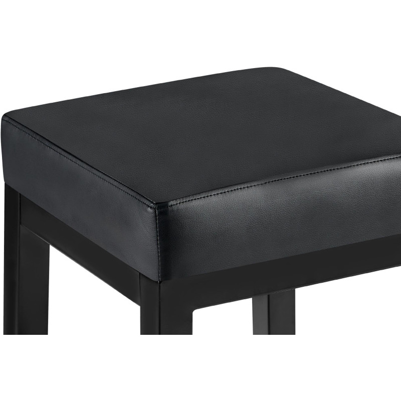 Tabouret de bar carré Hauteur 80 cm en Polyuréthane Noir Métal Noir Havria - 2