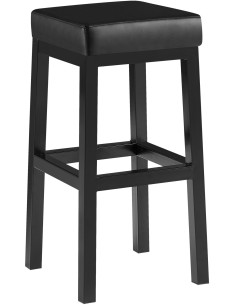 Tabouret de bar carré Hauteur 80 cm en Polyuréthane Noir Métal Noir Havria - 1